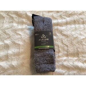 Alpine Design Mens 4 Pack Performance Hiking Socks Crew Cut Black Grey LG 8-12